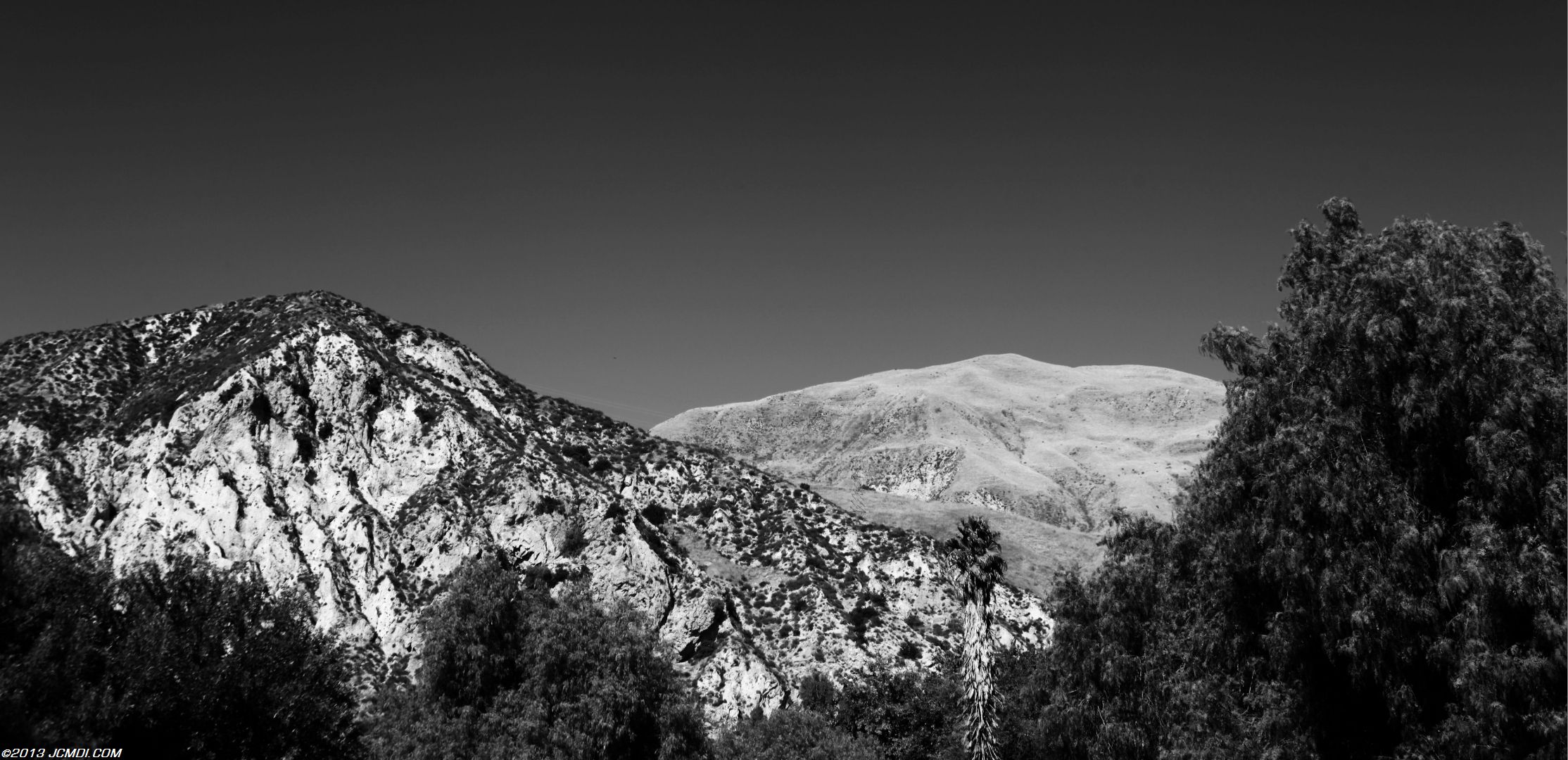 Piru mountains wide angle B&W 11/17/2011
